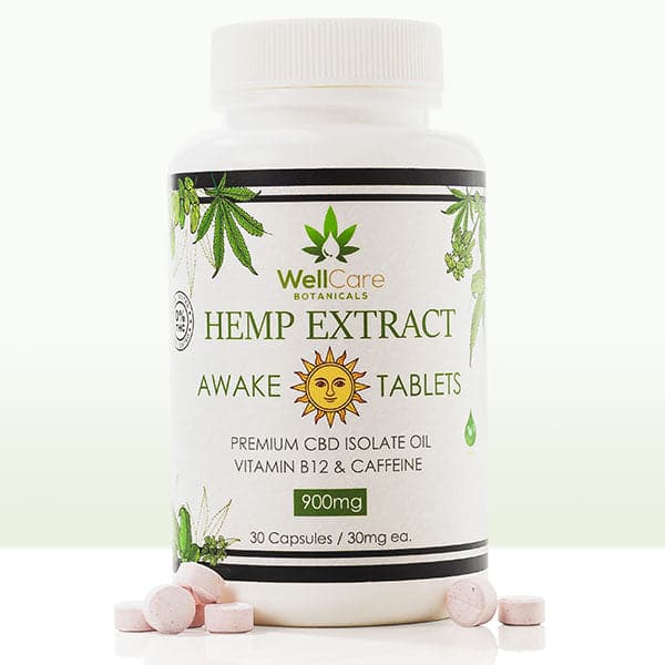 Hemp Extract Am CBD Awake Pills - 900mg - B12 and Caffeine