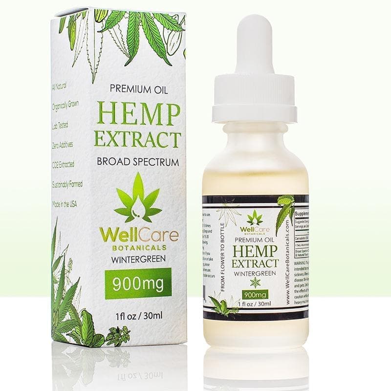 Hemp Extract Oil - 900MG Broad Spectrum Supplement - Wintergreen Flavor